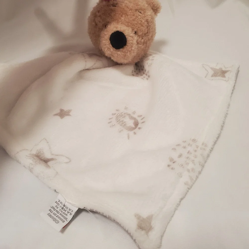 Lambs & Ivy Disney Baby WINNIE THE POOH Lovey White/Gray Security Blanket Stars